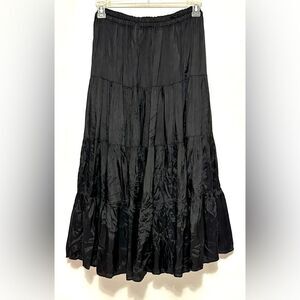 VTG Silvertip Black Ruffled Long Tiered Skirt Medium Dancing Steampunk Punk Boho
